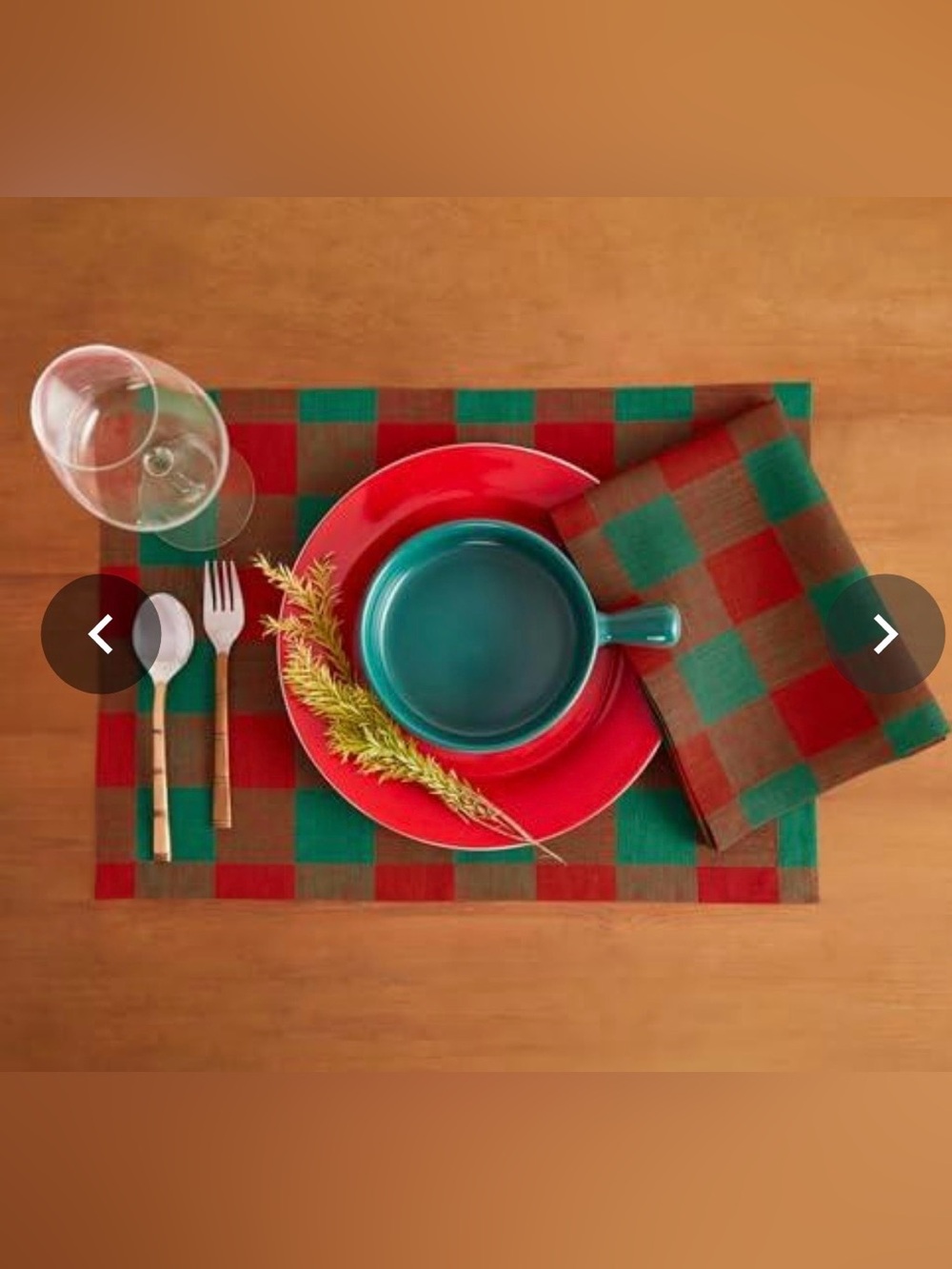 **Set of 4** Red & Green Buffalo Check 100% Linen Placemat